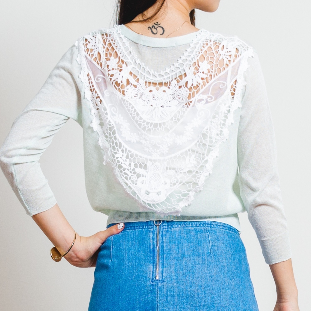 "Lacer" Back Appliqué Cardigan